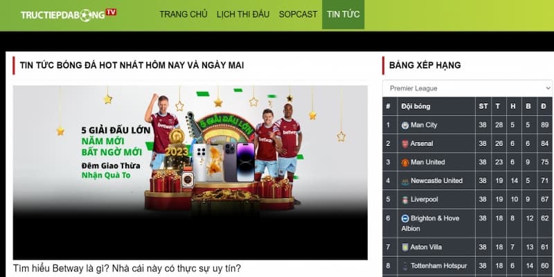 Trang web tructiepdabong.site được nhiều người yêu thích